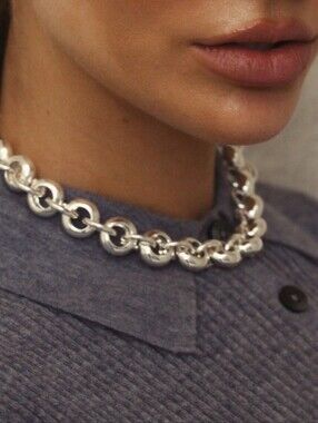 Emma Pills Lucien Necklace 18k Goldplated Matt Size 16" New